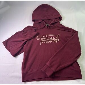 Vans Off The Wall Hoodie Women's Small S Maroon Burgundy Script Logo Sweatshirt